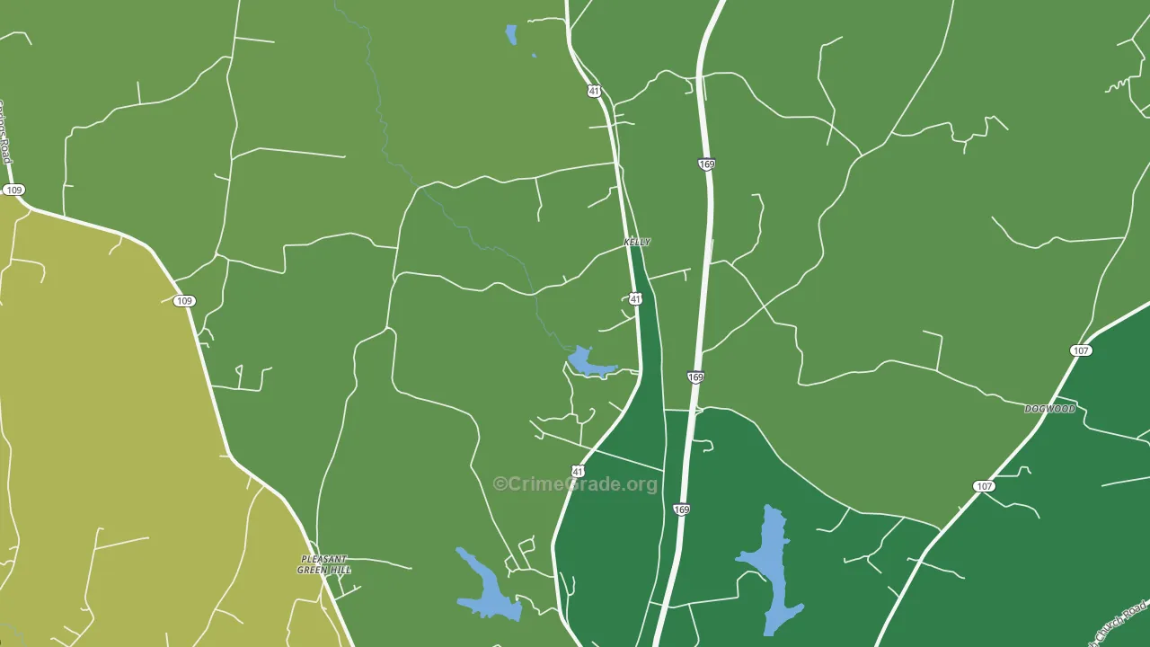 Kelly, KY Map of Robbery Rates