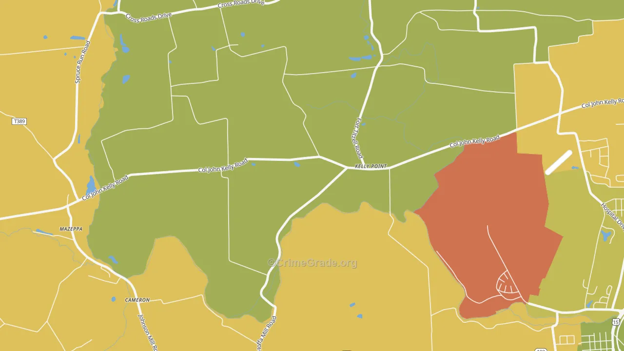 Kelly Point, PA Map of Robbery Rates