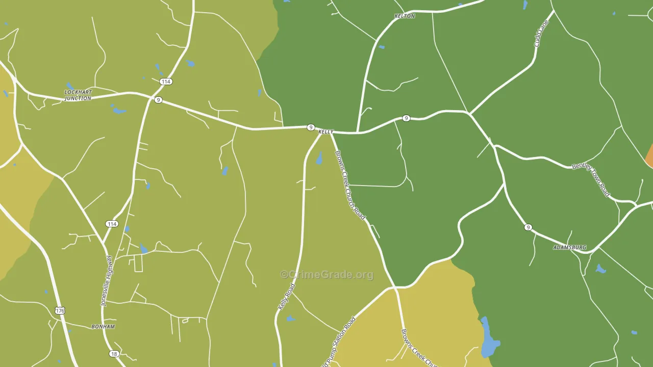 Kelly, SC Map of Robbery Rates