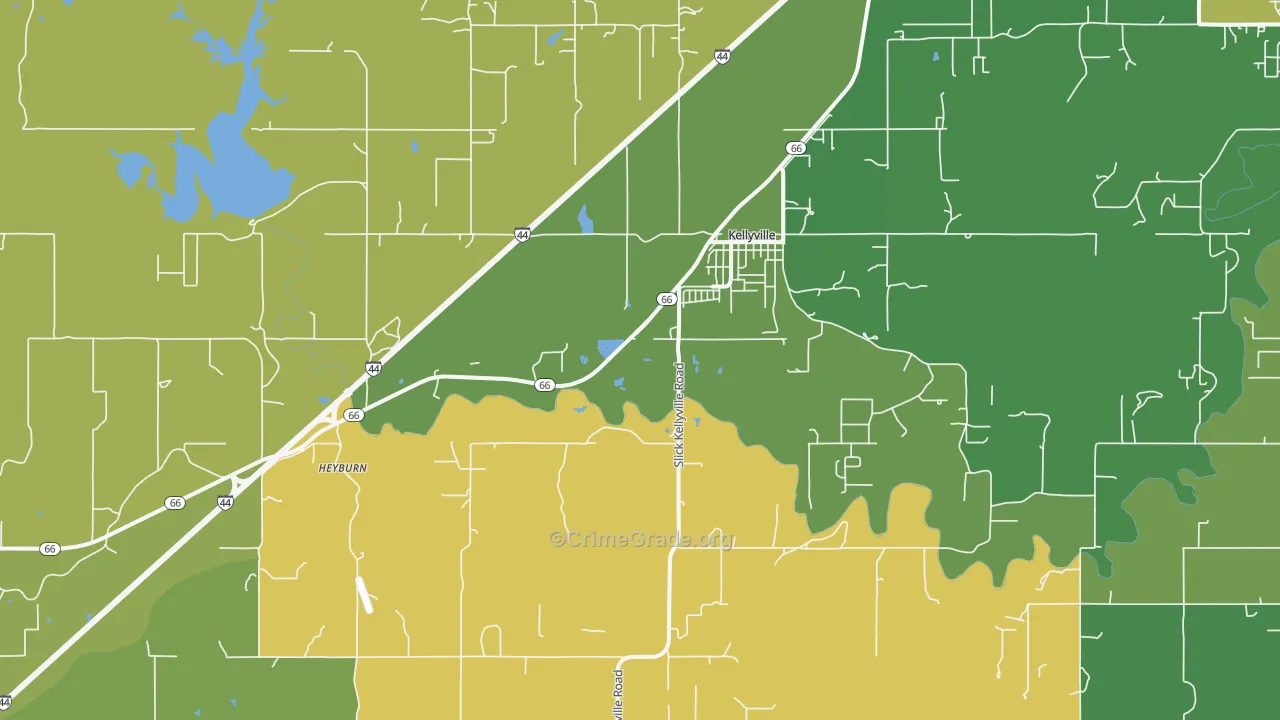 Kellyville, OK Map of Robbery Rates