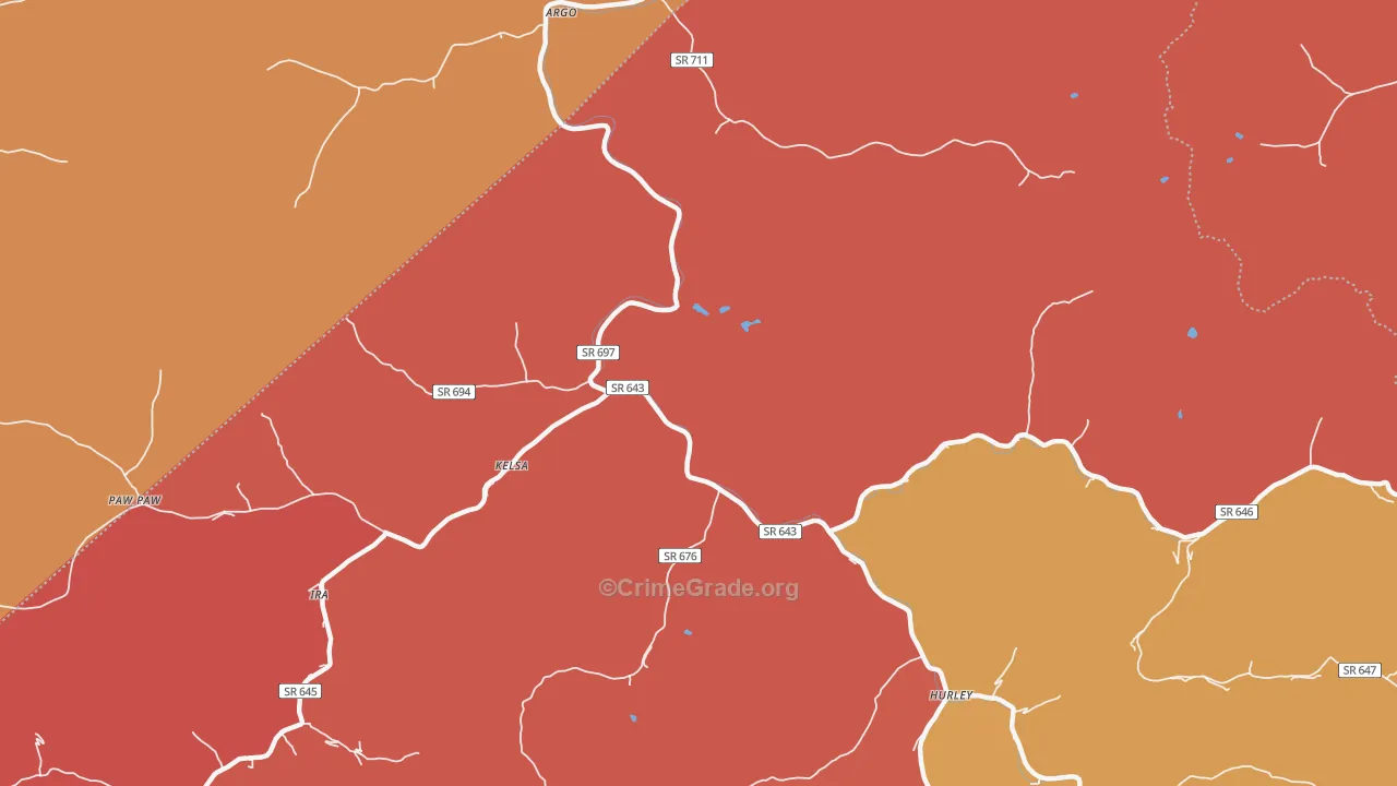 Kelsa, VA Map of Robbery Rates