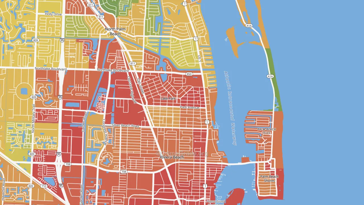 Kelsey City, Lake Park, FL Map of Robbery Rates