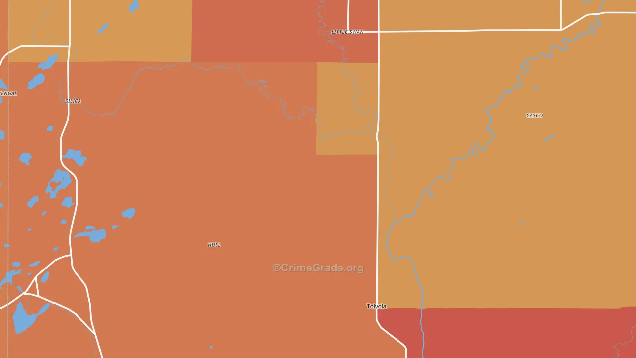 Kelsey, MN Map of Robbery Rates