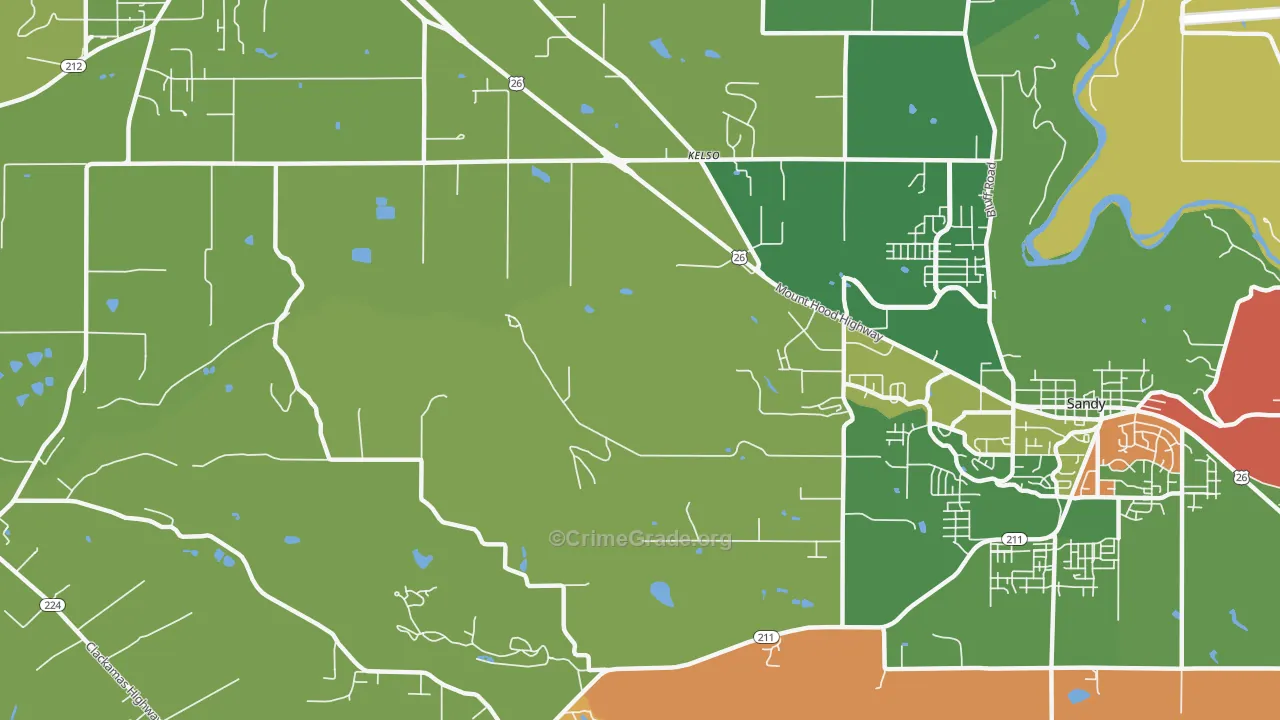Kelso, OR Map of Robbery Rates