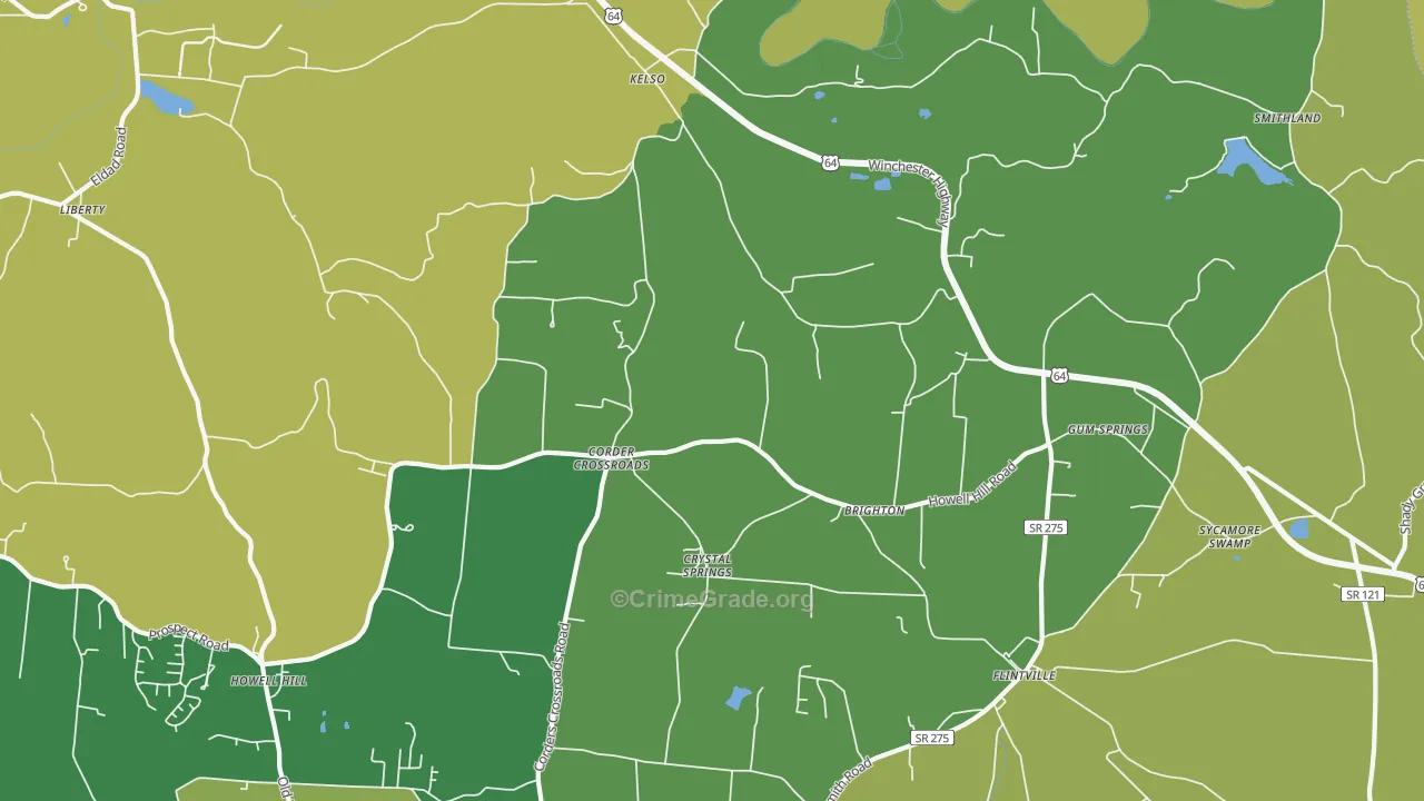Kelso, TN Map of Robbery Rates