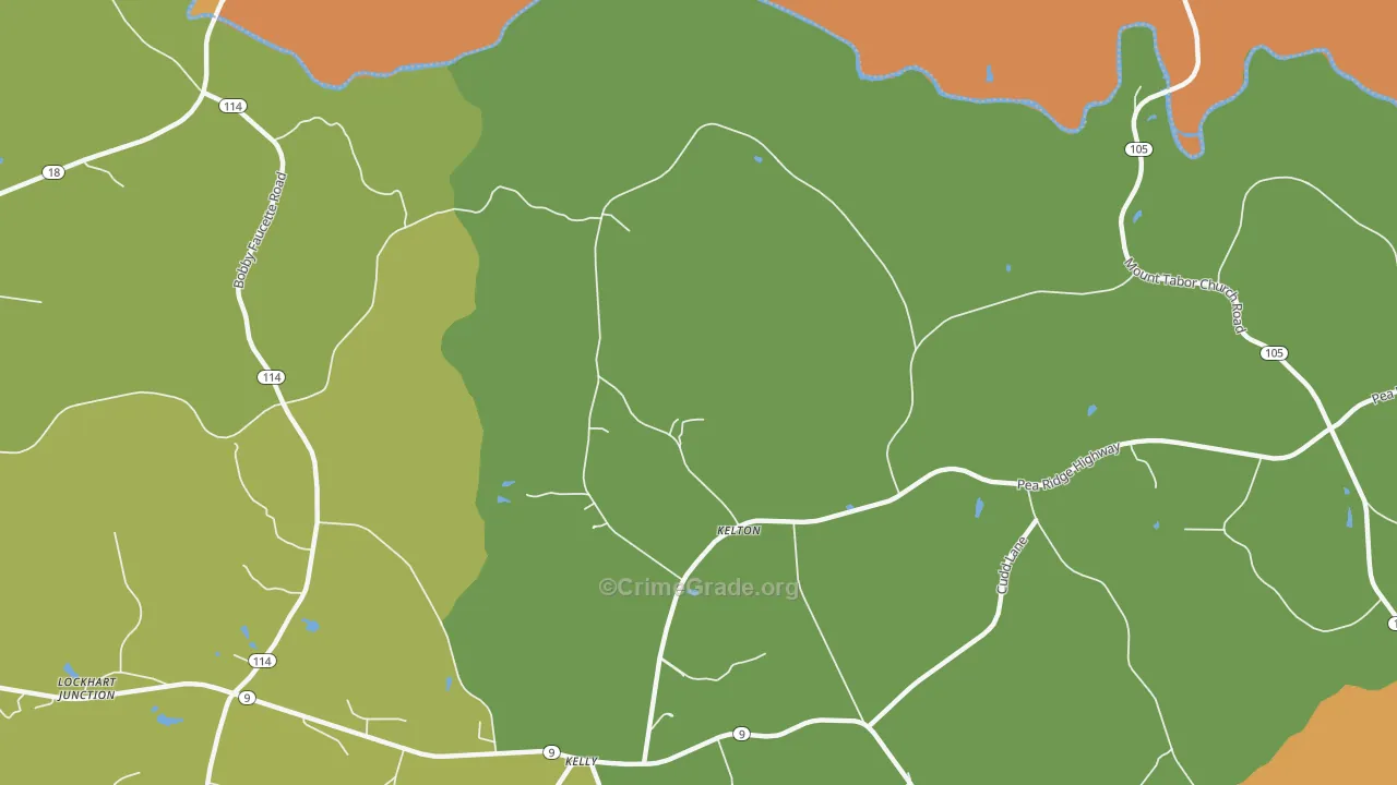 Kelton, SC Map of Robbery Rates