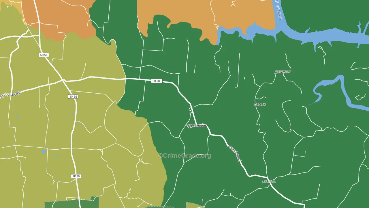 Keltonburg, TN Map of Robbery Rates