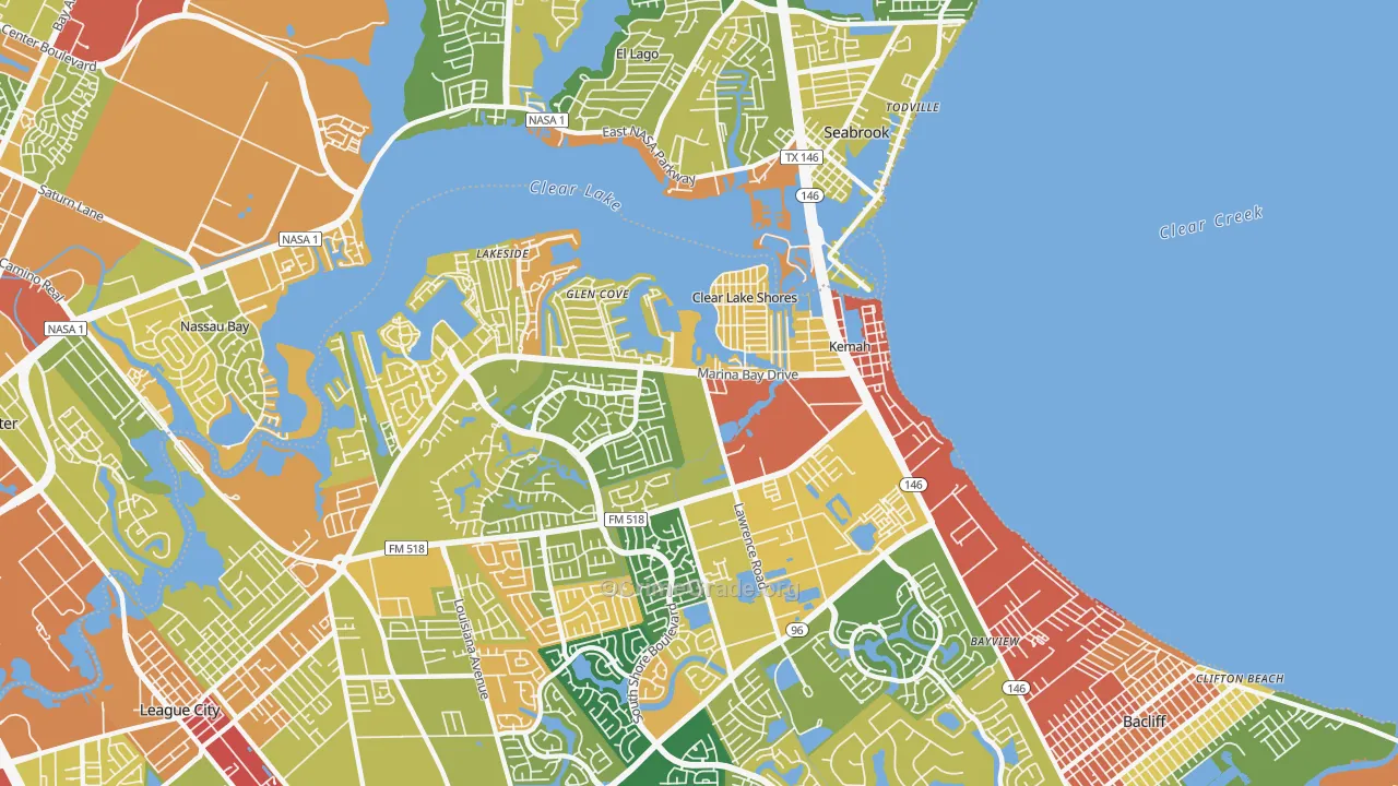Kemah, TX Map of Robbery Rates
