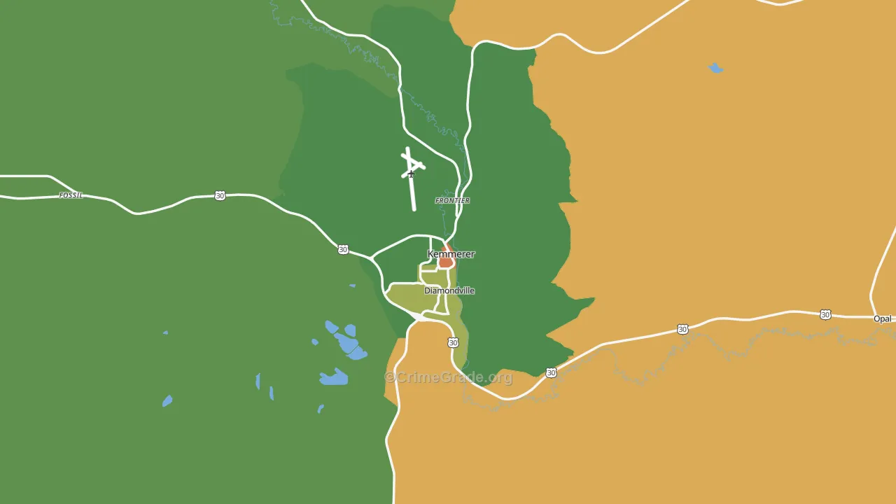 Kemmerer, WY Map of Robbery Rates