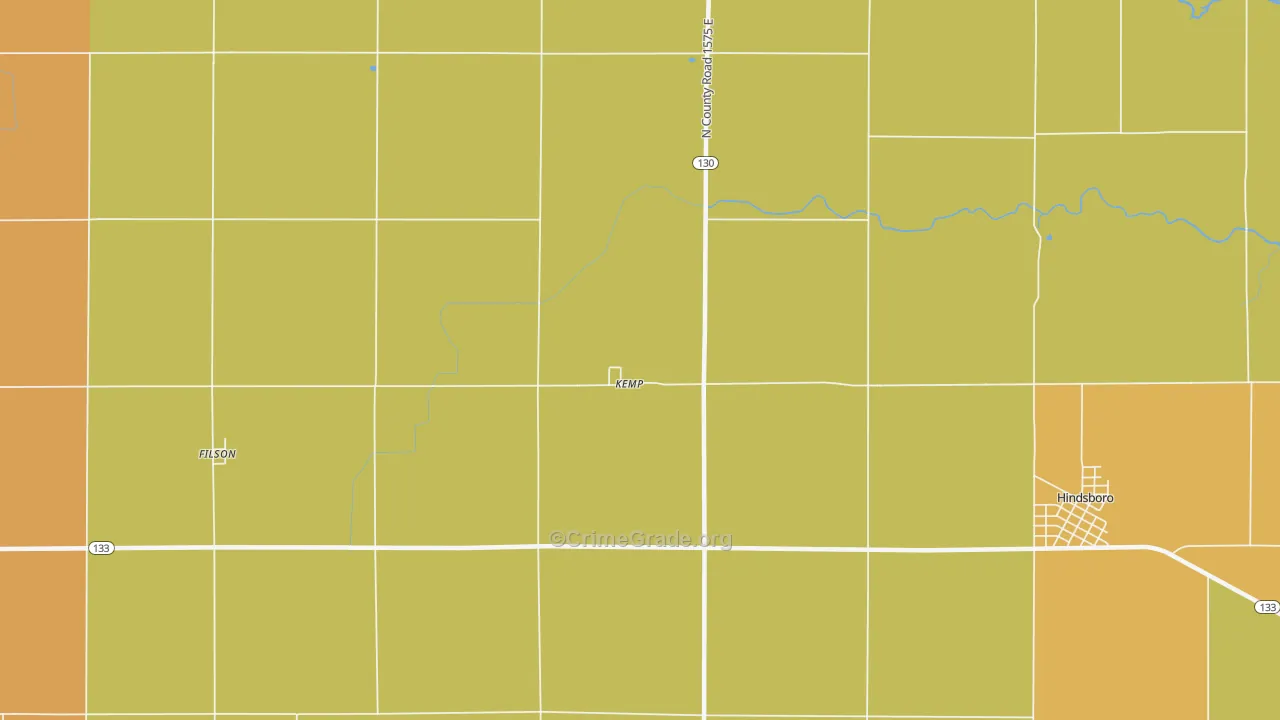 Kemp, IL Map of Robbery Rates