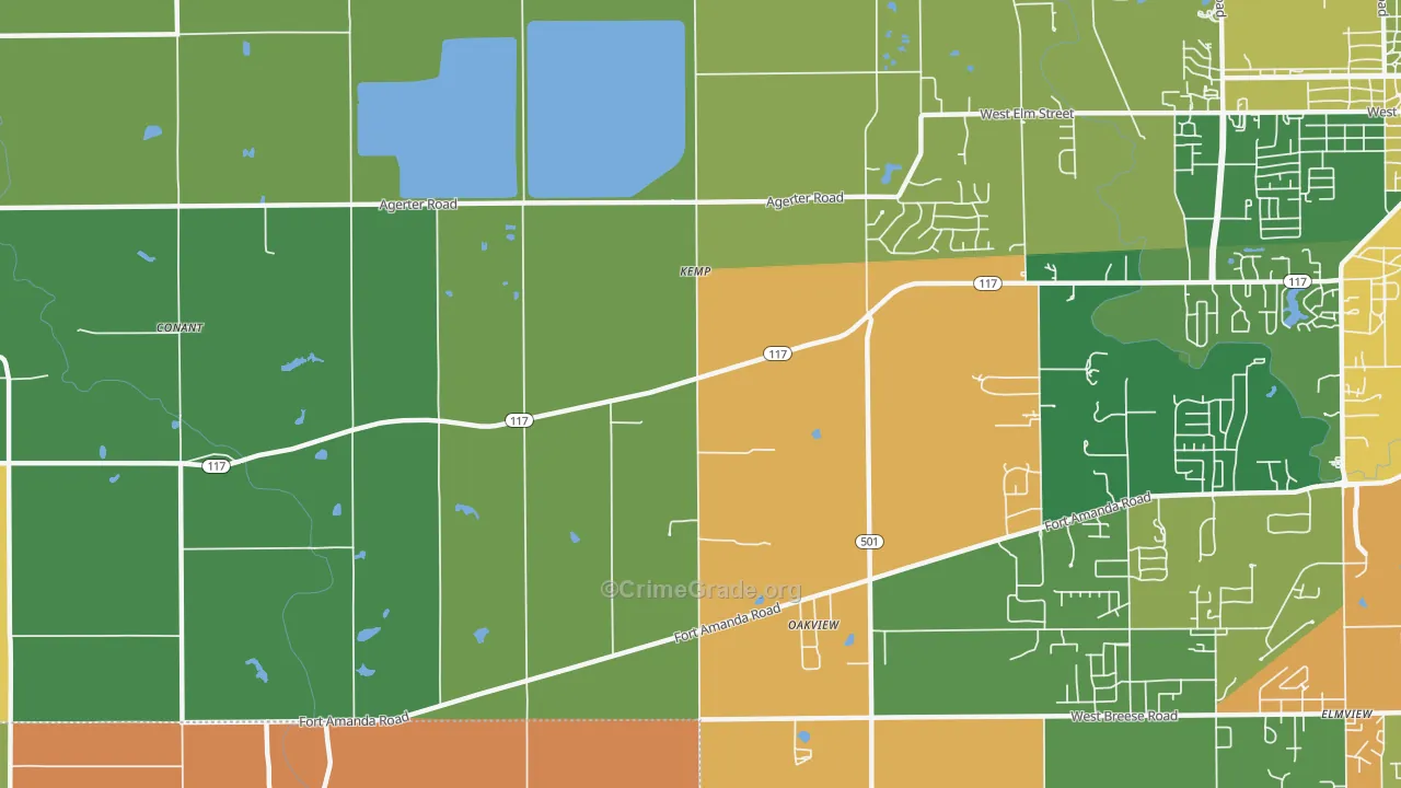 Kemp, OH Map of Robbery Rates