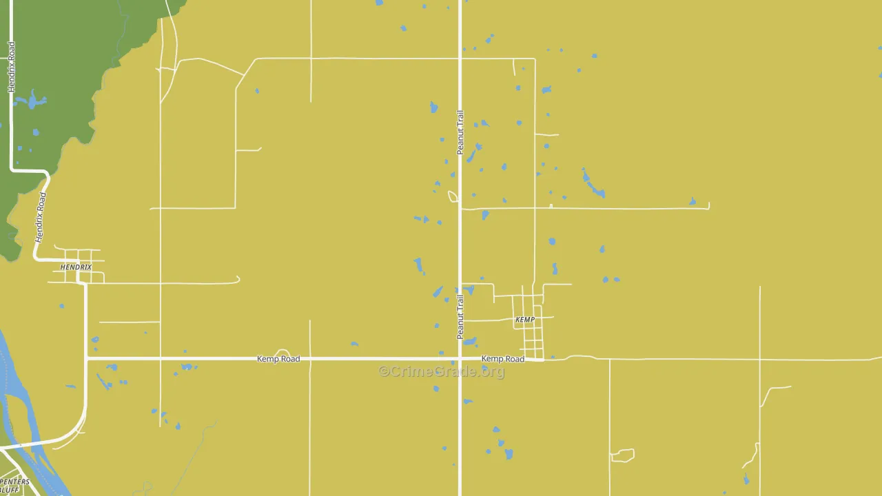 Kemp, OK Map of Robbery Rates