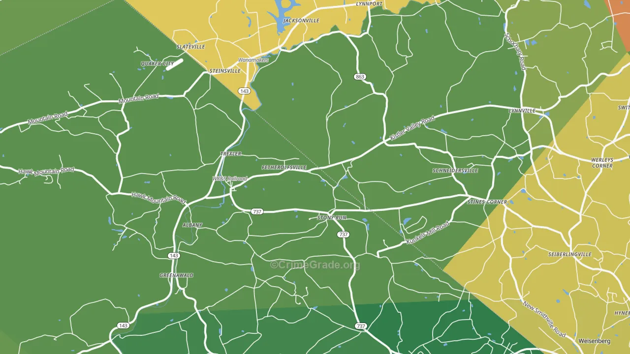 Kempton, PA Map of Robbery Rates