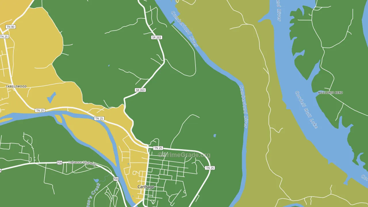 Kempville, TN Map of Robbery Rates