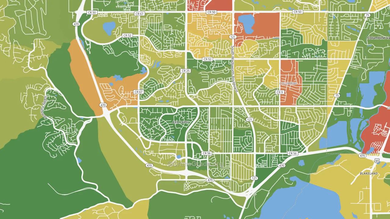 Ken Caryl, CO Map of Robbery Rates