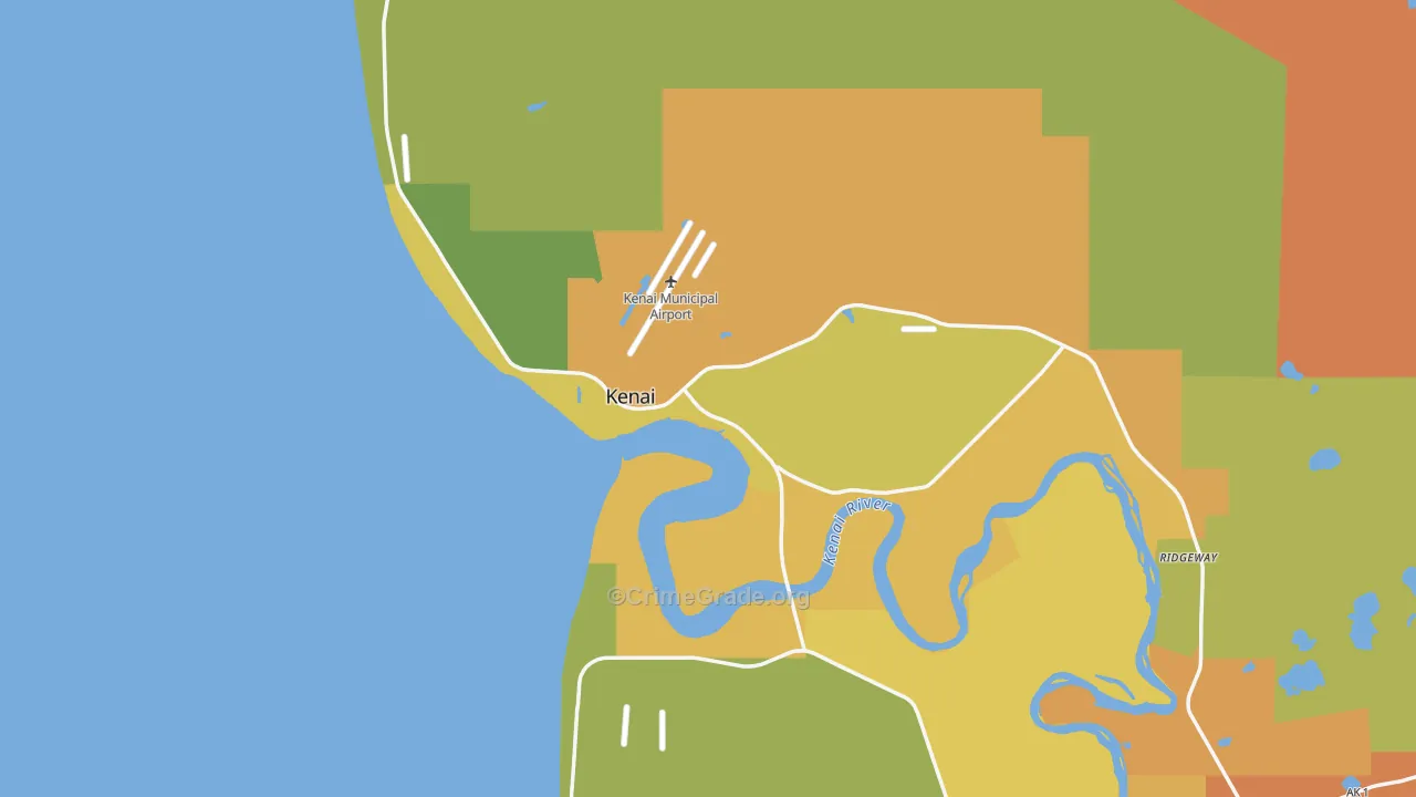 Kenai, AK Map of Robbery Rates