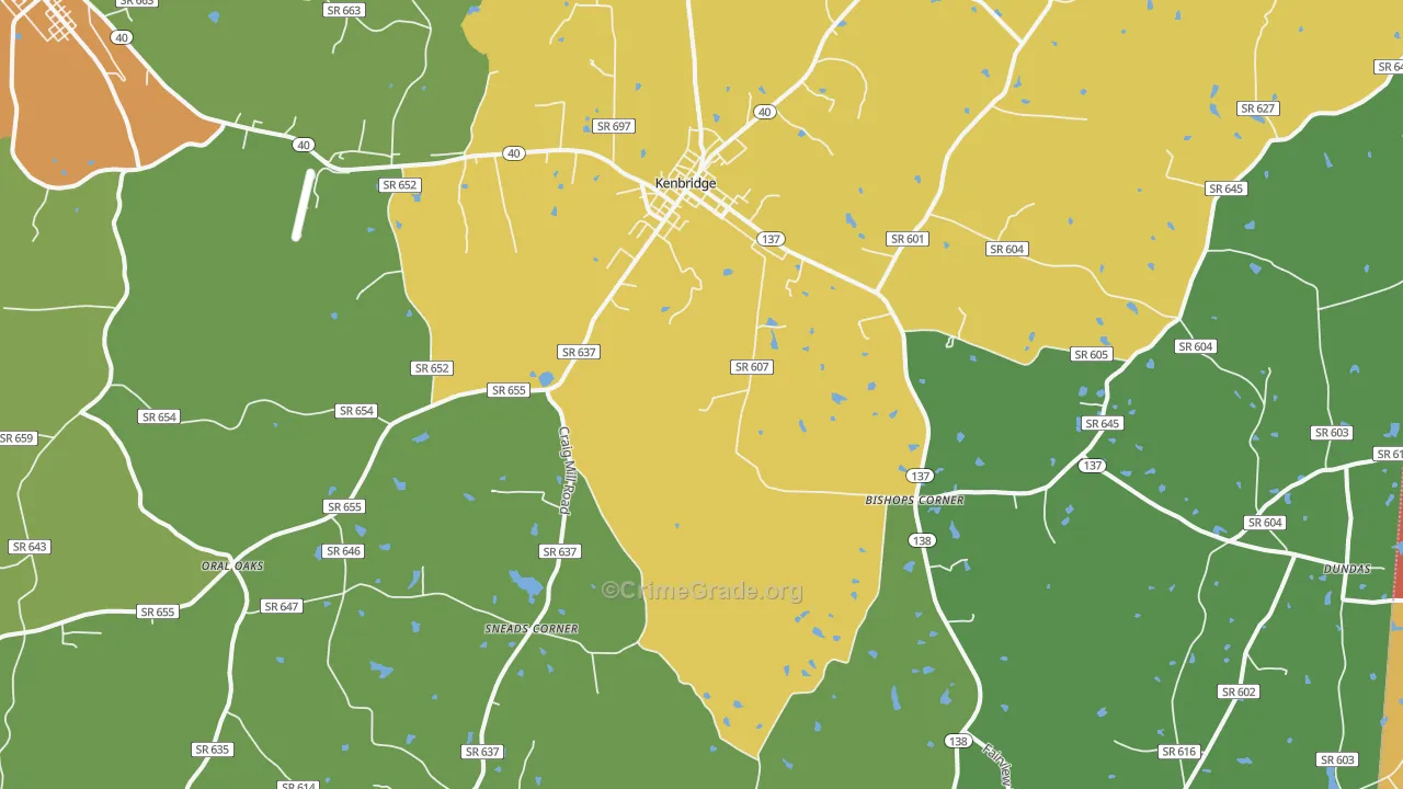 Kenbridge, VA Map of Robbery Rates