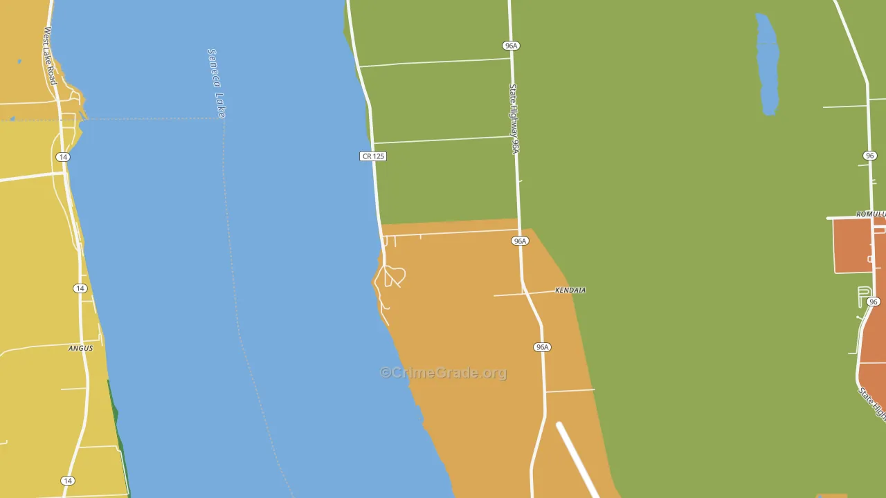 Kendaia, NY Map of Robbery Rates