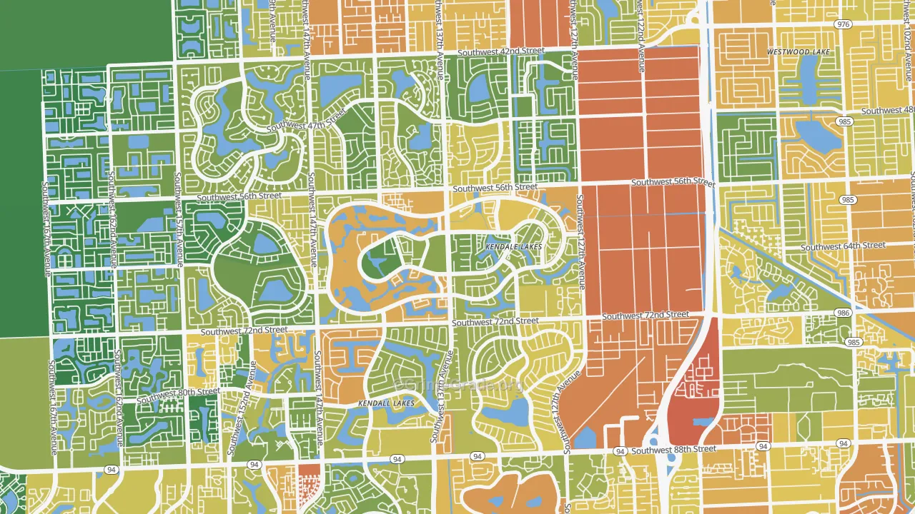 Kendale Lakes, FL Map of Robbery Rates