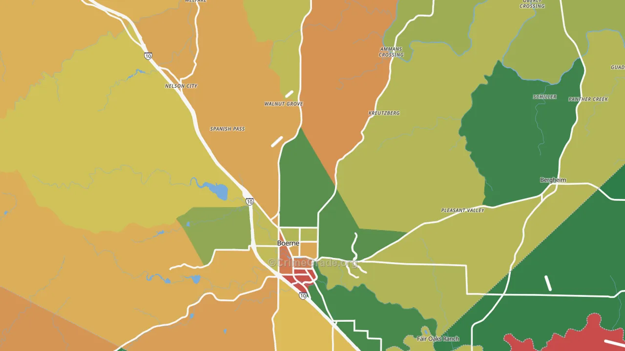 Kendall County, TX Map of Robbery Rates
