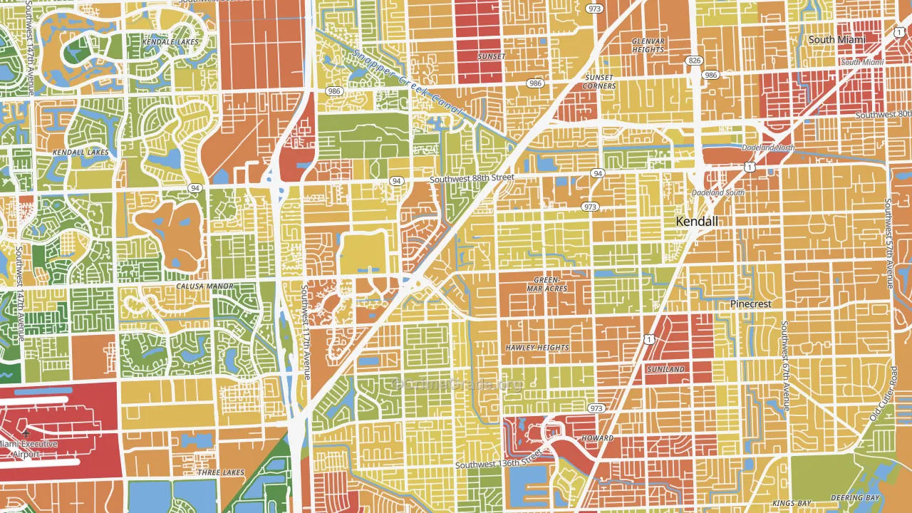 Kendall, FL Map of Robbery Rates