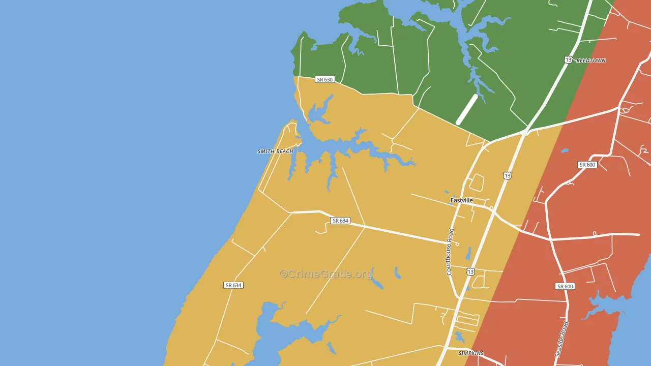 Kendall Grove, VA Map of Robbery Rates