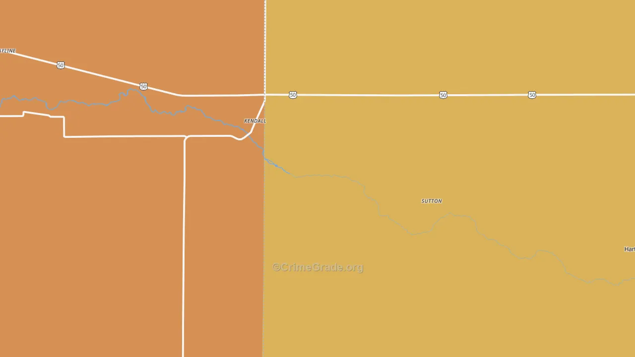 Kendall, KS Map of Robbery Rates