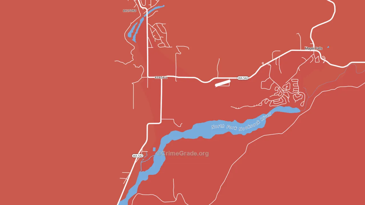 Kendall, WA Map of Robbery Rates