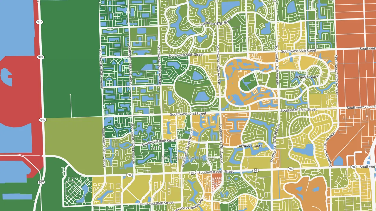 Kendall West, FL Map of Robbery Rates