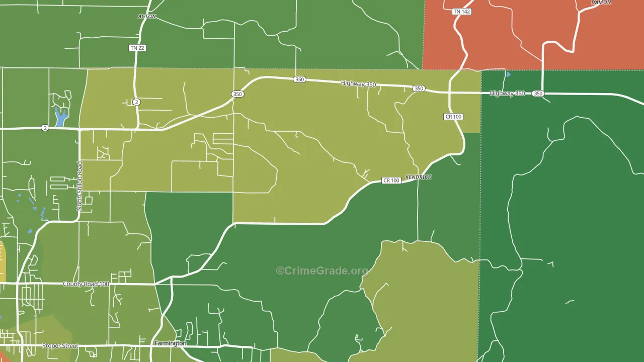 Kendrick, MS Map of Robbery Rates