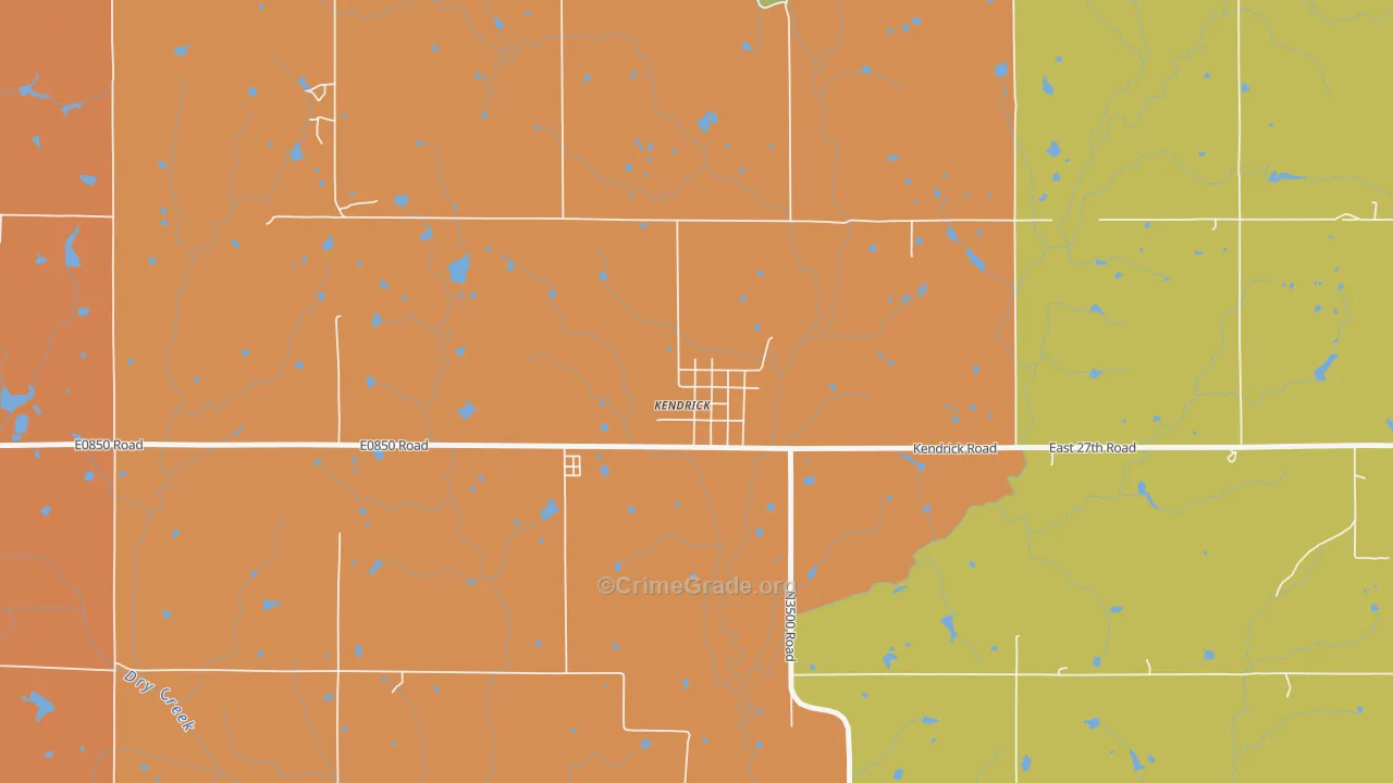 Kendrick, OK Map of Robbery Rates
