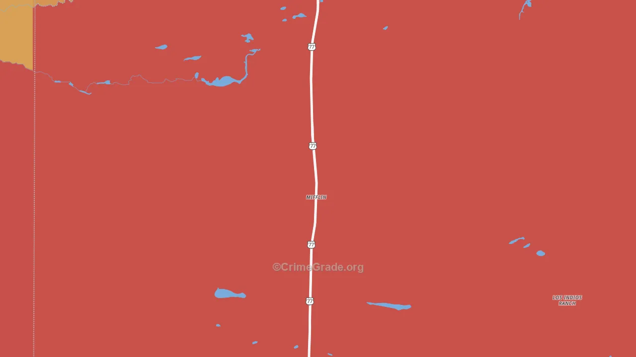 Kenedy County, TX Map of Robbery Rates