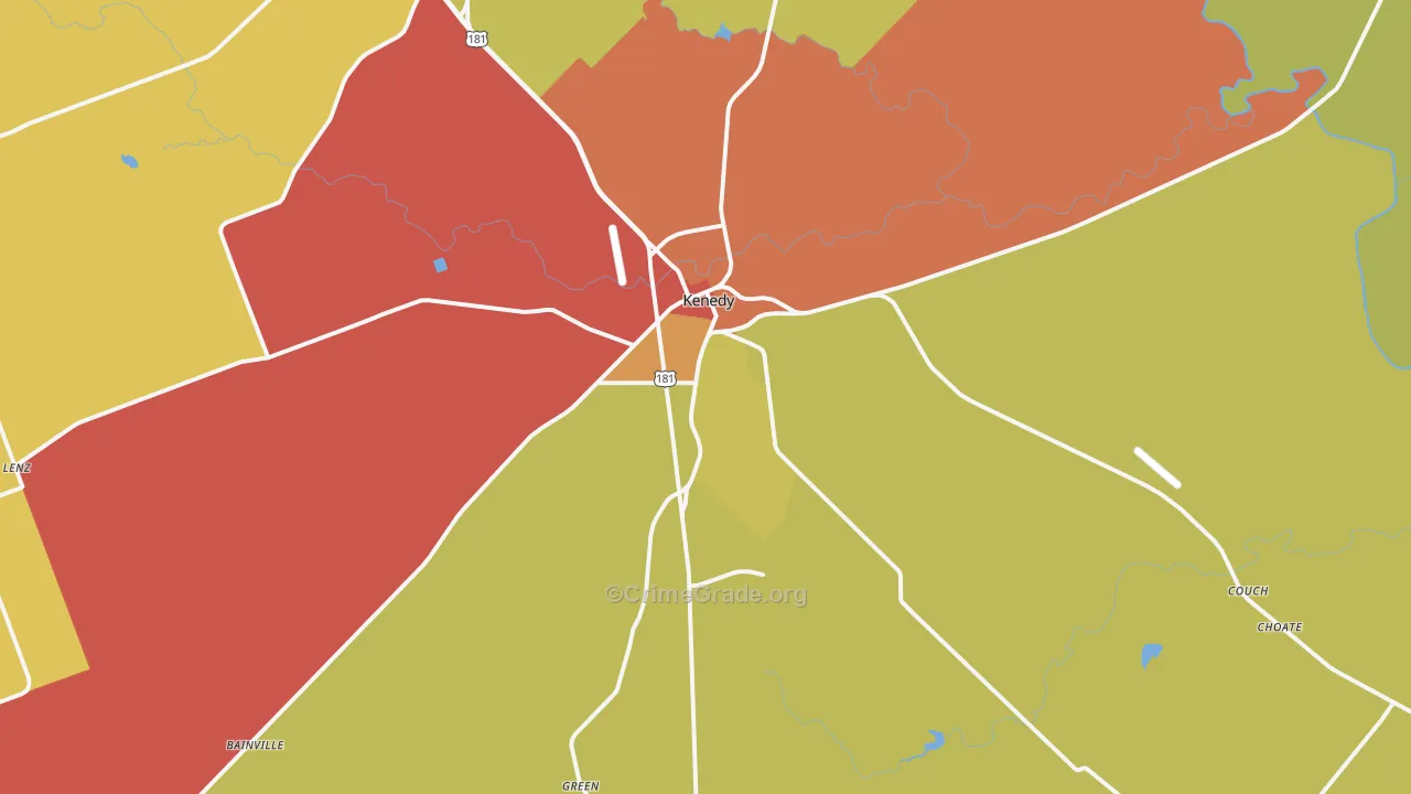 Kenedy, TX Map of Robbery Rates