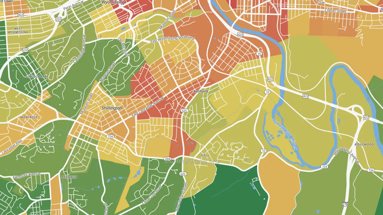 Kenhorst, PA Map of Robbery Rates