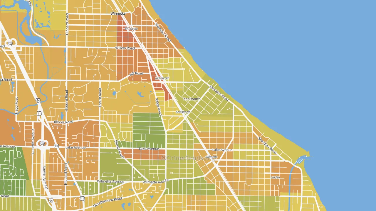 Kenilworth, IL Map of Robbery Rates