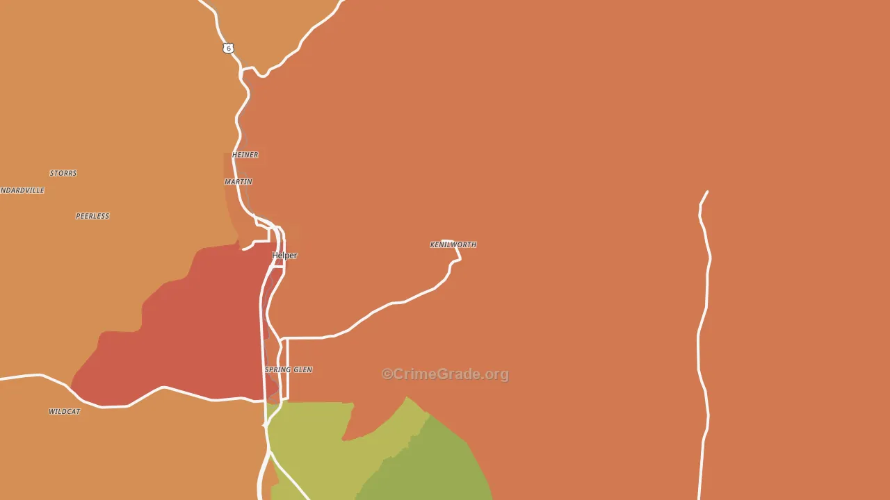 Kenilworth, UT Map of Robbery Rates
