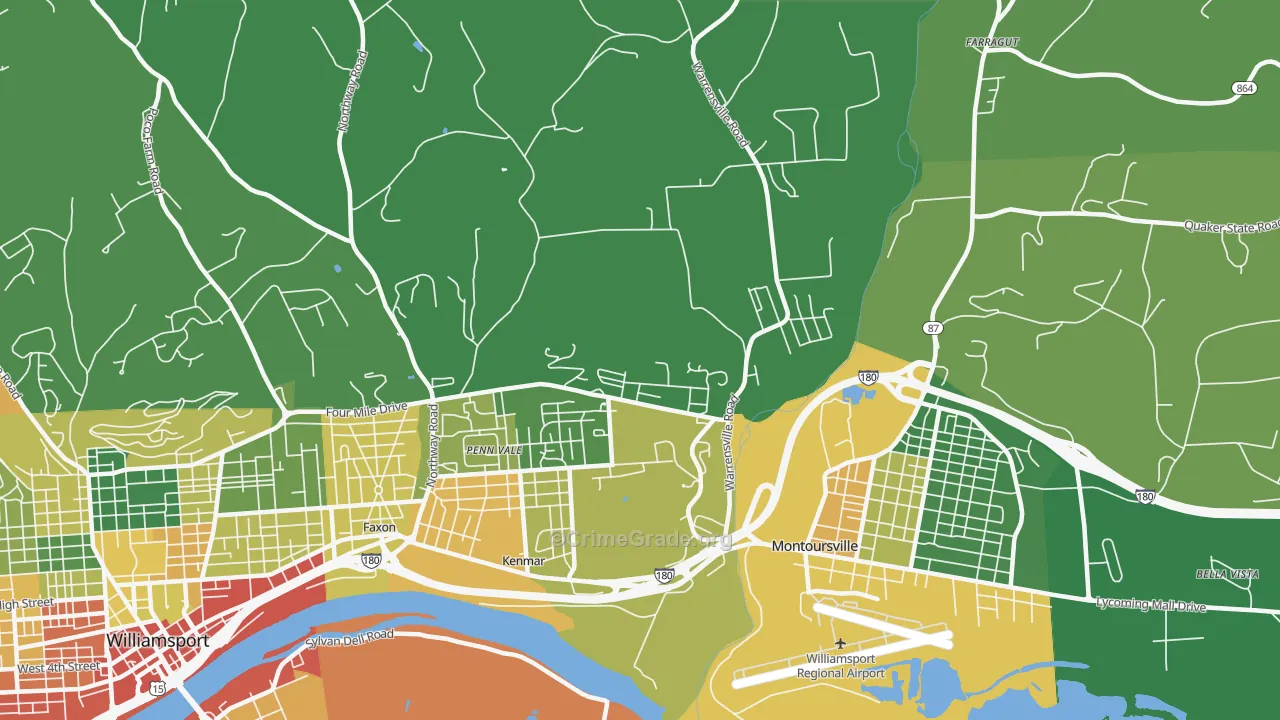 Kenmar, PA Map of Robbery Rates