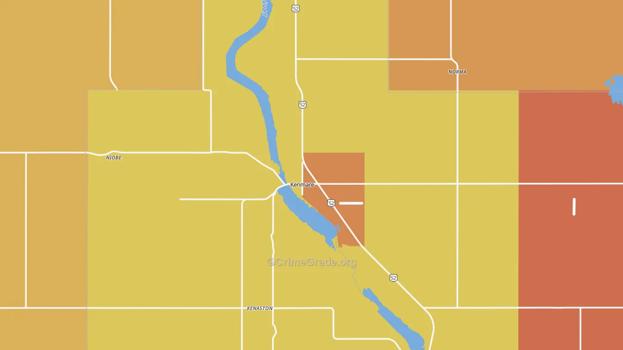 Kenmare, ND Map of Robbery Rates