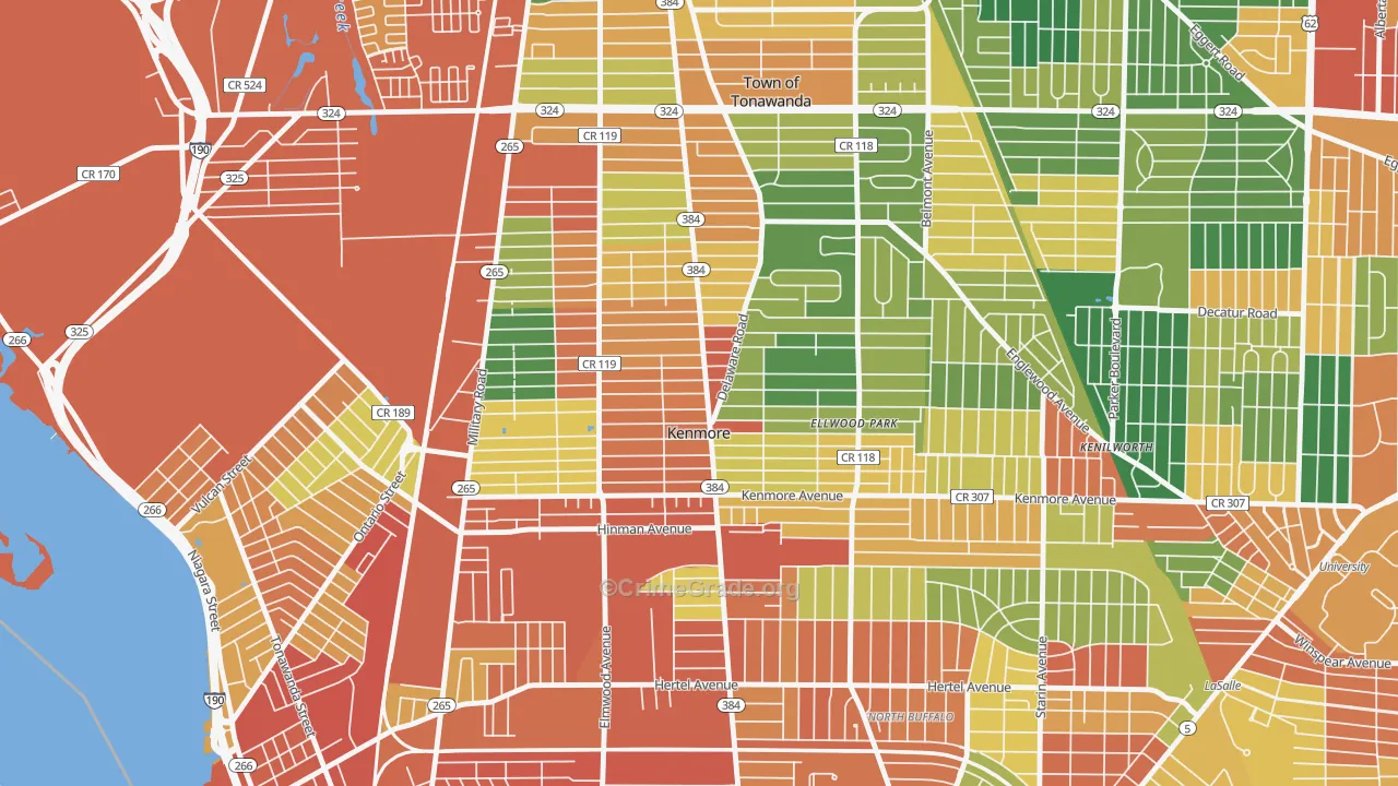 Kenmore, NY Map of Robbery Rates