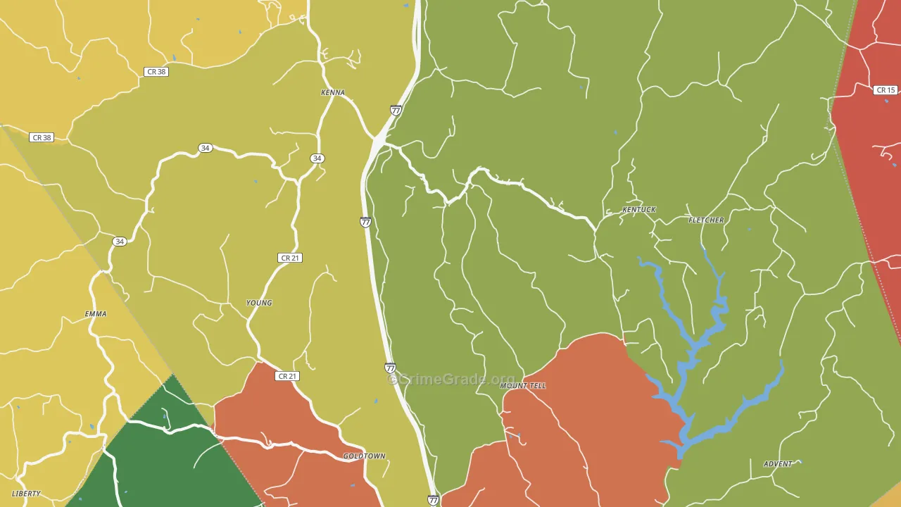 Kenna, WV Map of Robbery Rates