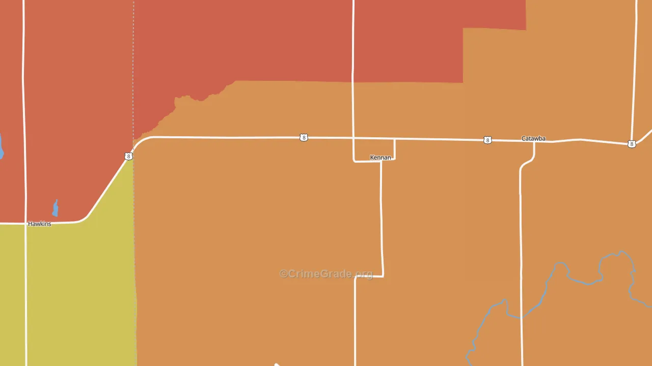 Kennan, WI Map of Robbery Rates