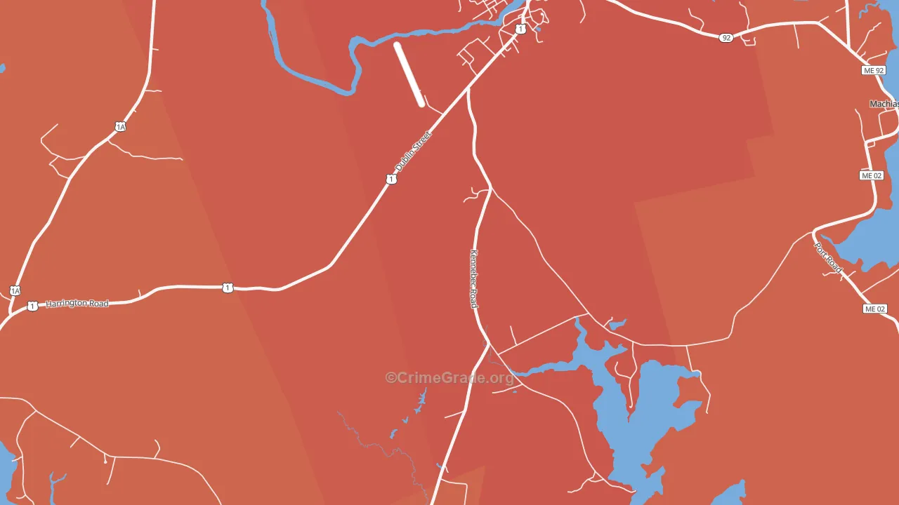 Kennebec, ME Map of Robbery Rates