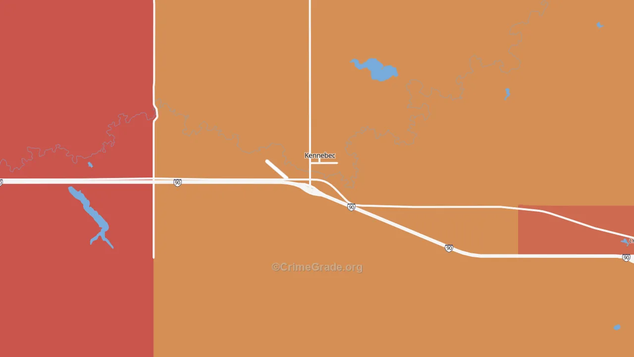 Kennebec, SD Map of Robbery Rates