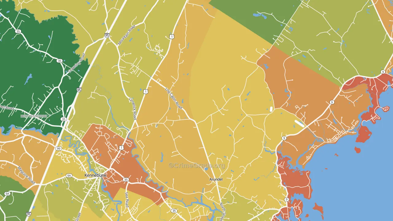 Kennebunkport, ME Map of Robbery Rates