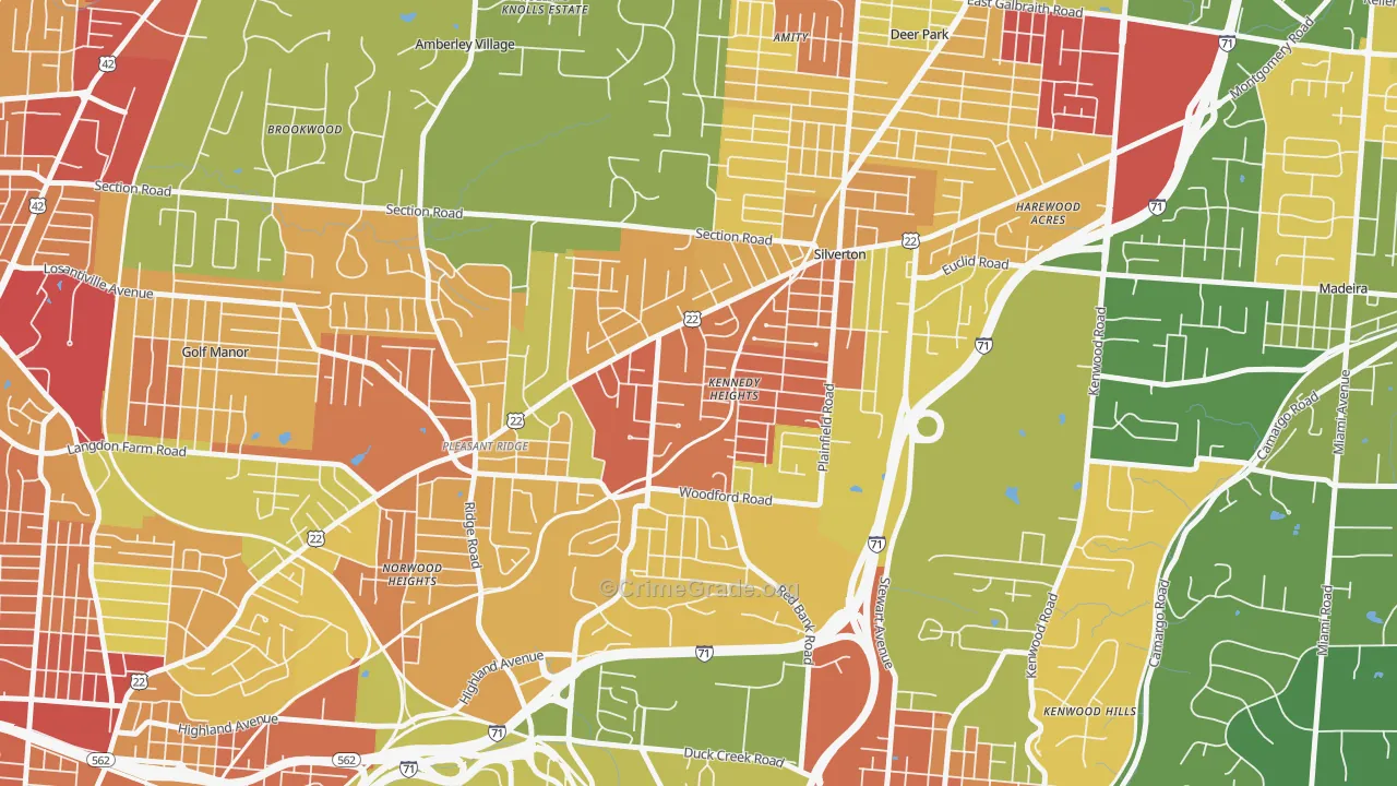 Kennedy Heights, Cincinnati, OH Map of Robbery Rates