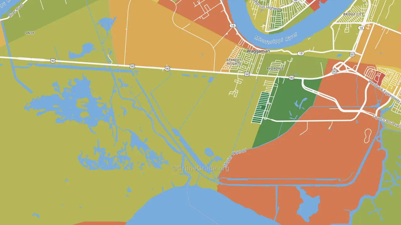 Kennedy Heights, LA Map of Robbery Rates