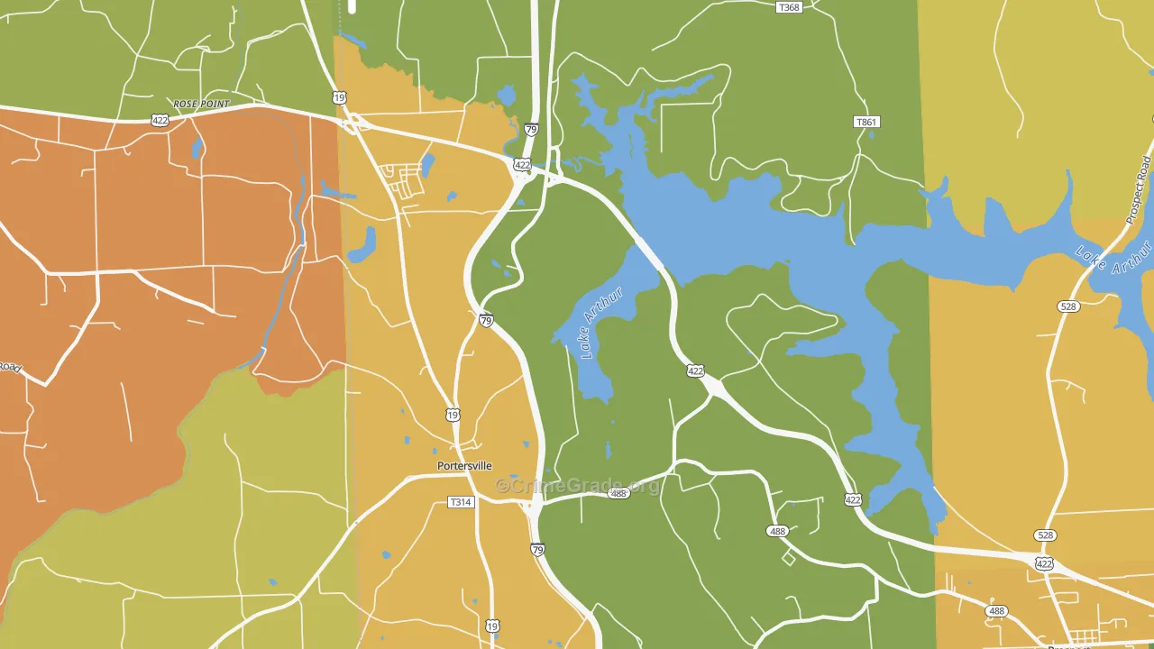 Kennedy Mill, PA Map of Robbery Rates