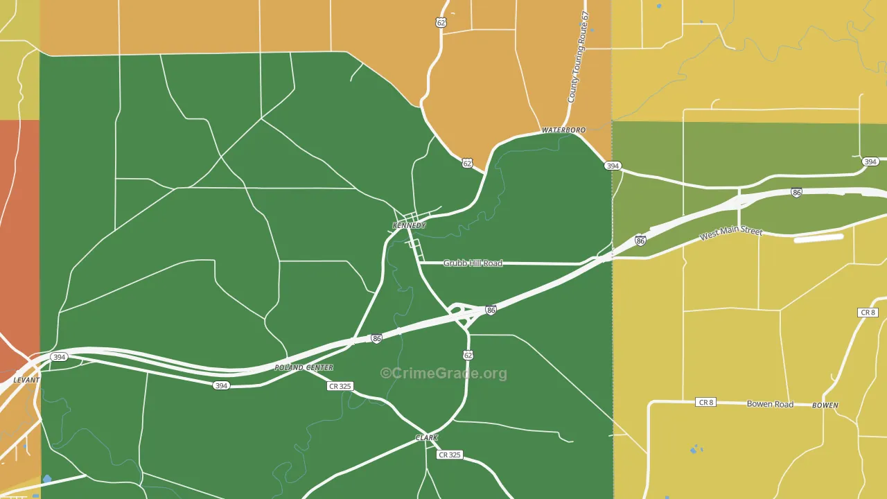 Kennedy, NY Map of Robbery Rates