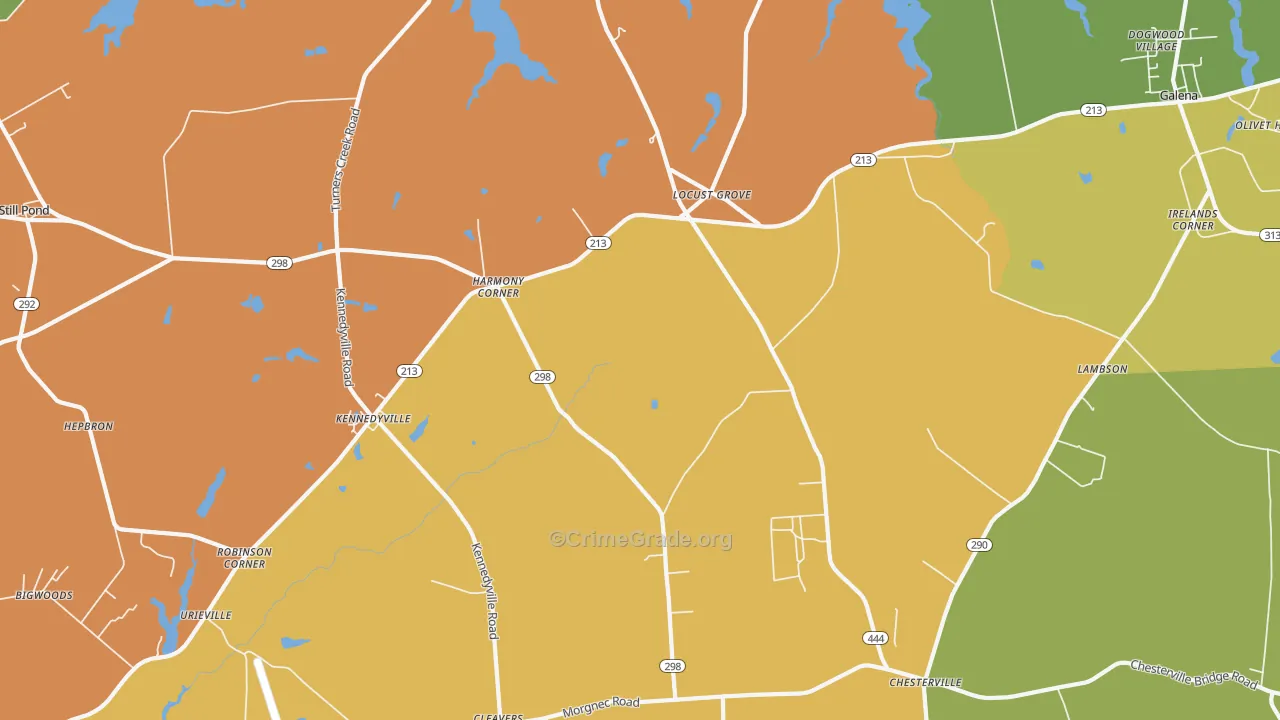 Kennedyville, MD Map of Robbery Rates