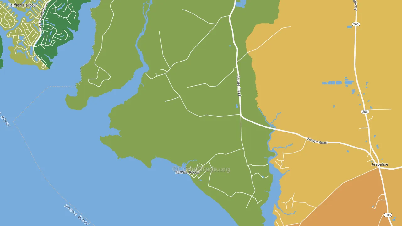 Kennel Beach, NC Map of Robbery Rates
